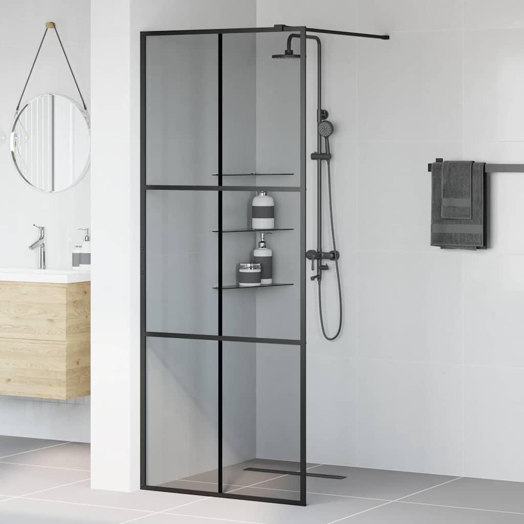 (Robust Möbel) Walk-in Duschwand Schwarz 80 x 195cm Gehärtetes Glas - CL920676 - Duschabtrennungen