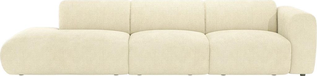 Großes 5-sitziges Sofa mit rechter Armlehne und Velours in gebrochenem Weiß - POGNI by Maison Céphy