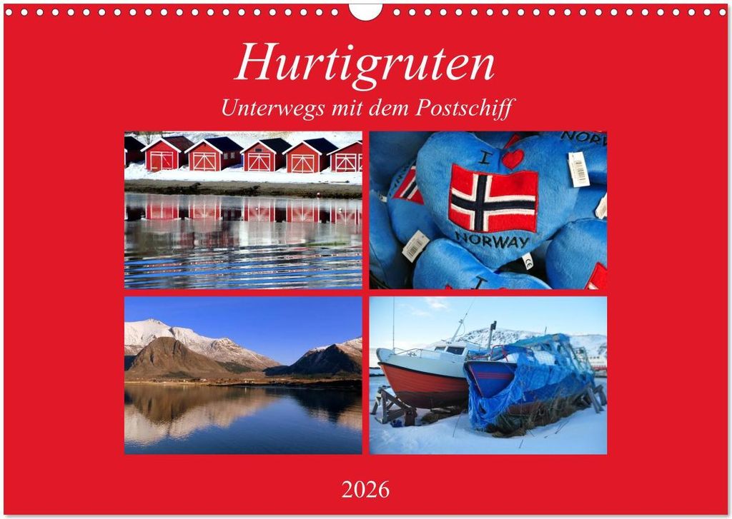 Hurtigruten - Unterwegs mit dem Postschiff (Wandkalender 2026 DIN A3 quer), CALVENDO Monatskalender