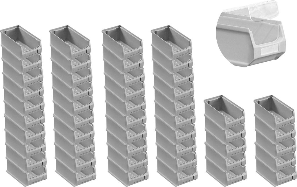 SuperSparSet 40x Graue Sichtlagerbox 2.0 mit Abdeckung | HxBxT 7,5x10x17,5cm | 0,8 Liter | Sichtlagerbehälter, Sichtlagerkasten, Sichtlagerkastens...