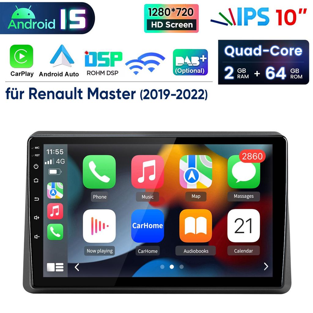 10”Carplay Android 15 Autoradio Für Renault Master III Produktbild 