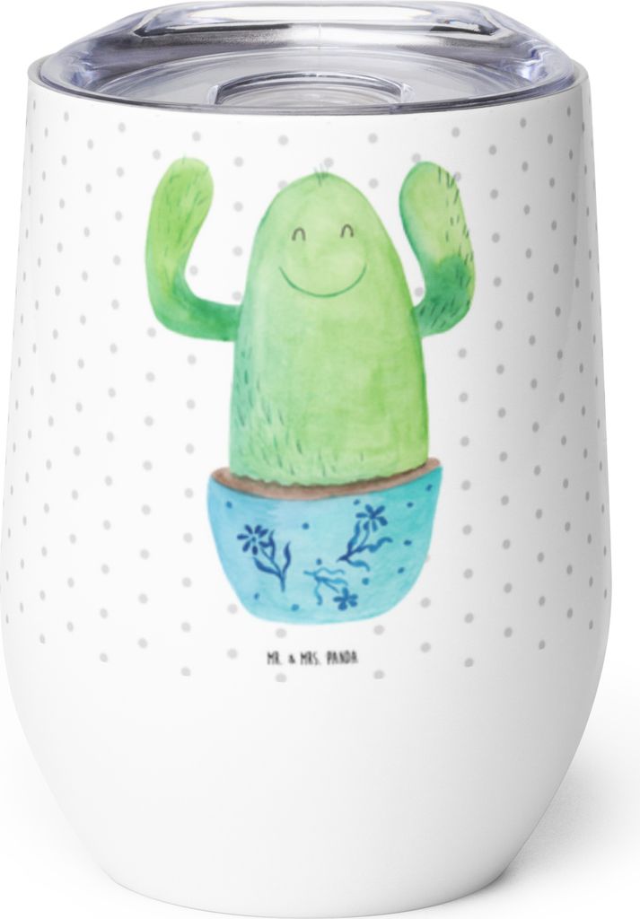 Mr. & Mrs. Panda Thermobecher Kaktus Happy - Weiß - Geschenk, Ausbildung, Büro, Mutter, glühweinbecher, Kakteen, Familie, Isolierbecher, Kollege...