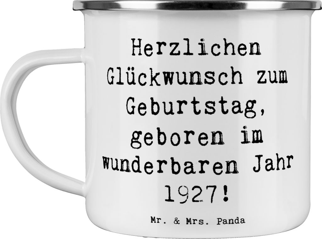 Mr. & Mrs. Panda Campingbecher Spruch 1927 Geburtstag - Weiß - Geschenk, Jubilar, Kaffeepott, Pott, Alter, Jahrgangsfeier, Geschenkidee, Geburtsta...