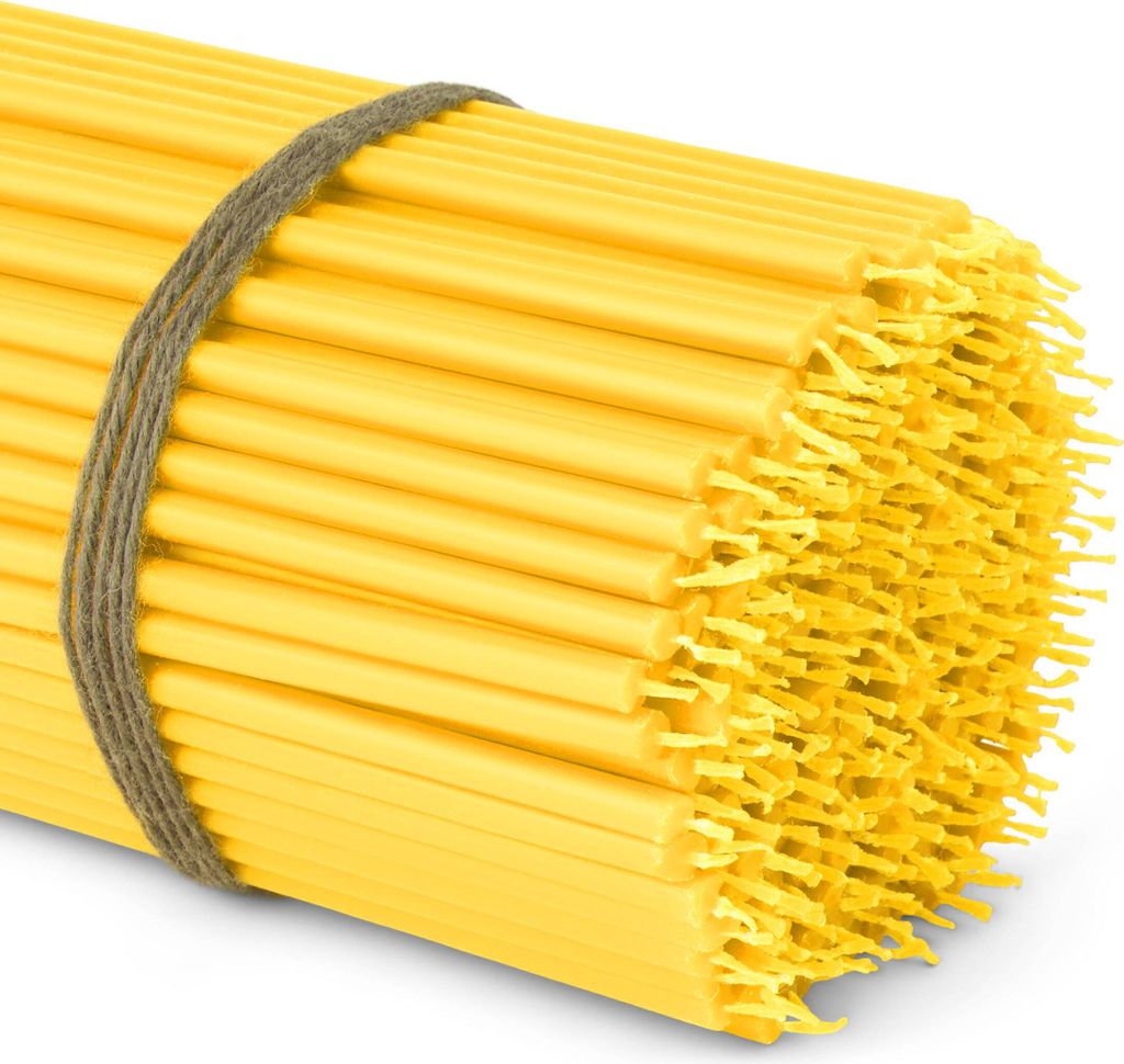 250x Stabkerzen gelb Tropf- Rußfrei dünn L 16cm Opferkerzen Paraffinwachs 36258