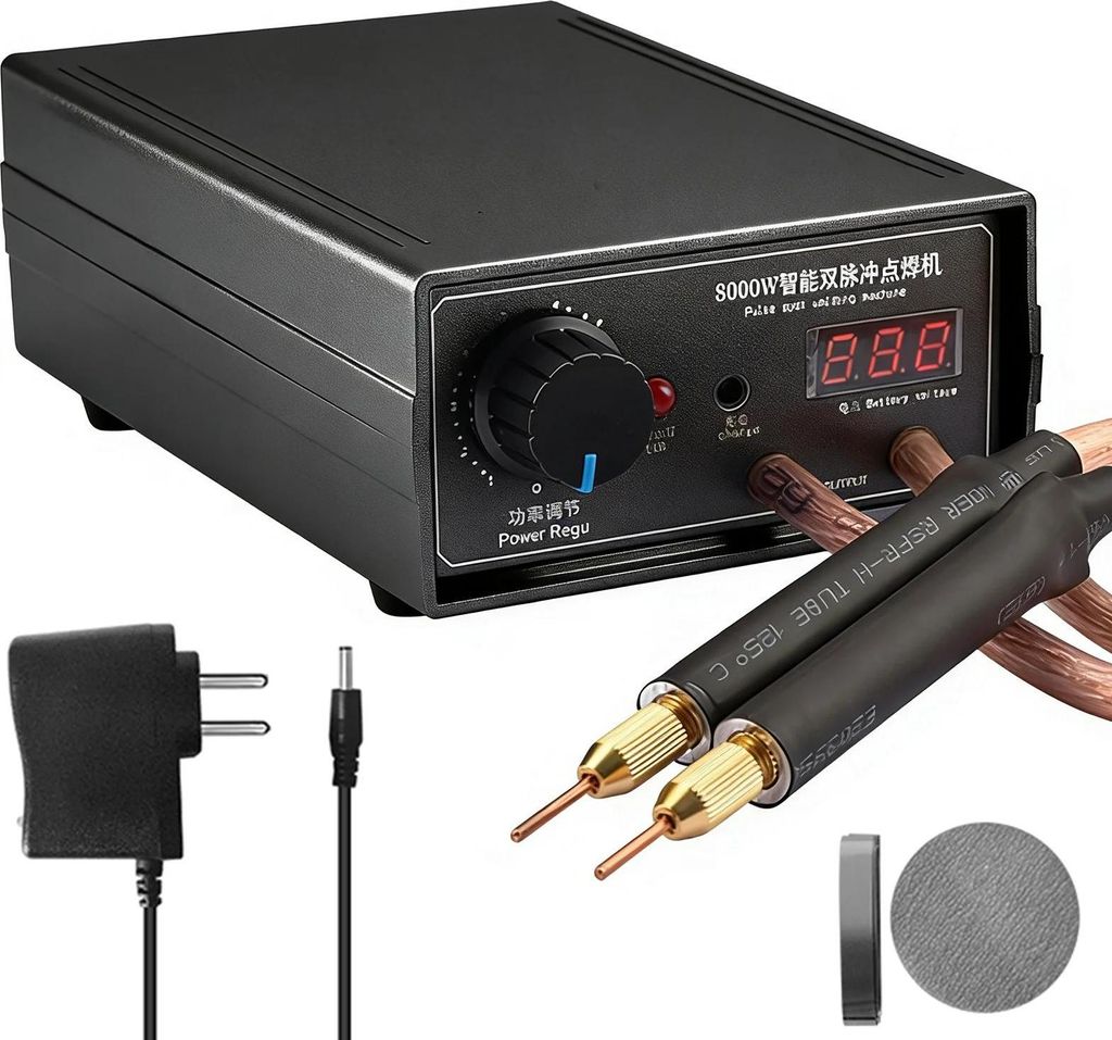 Punktschweißgerät - Handgerät - 8000 W - 1200 A - Einstellbar - Tragbar - Für 18650-Akkus - Nickelstreifen 0,3 mm - Goldfolie