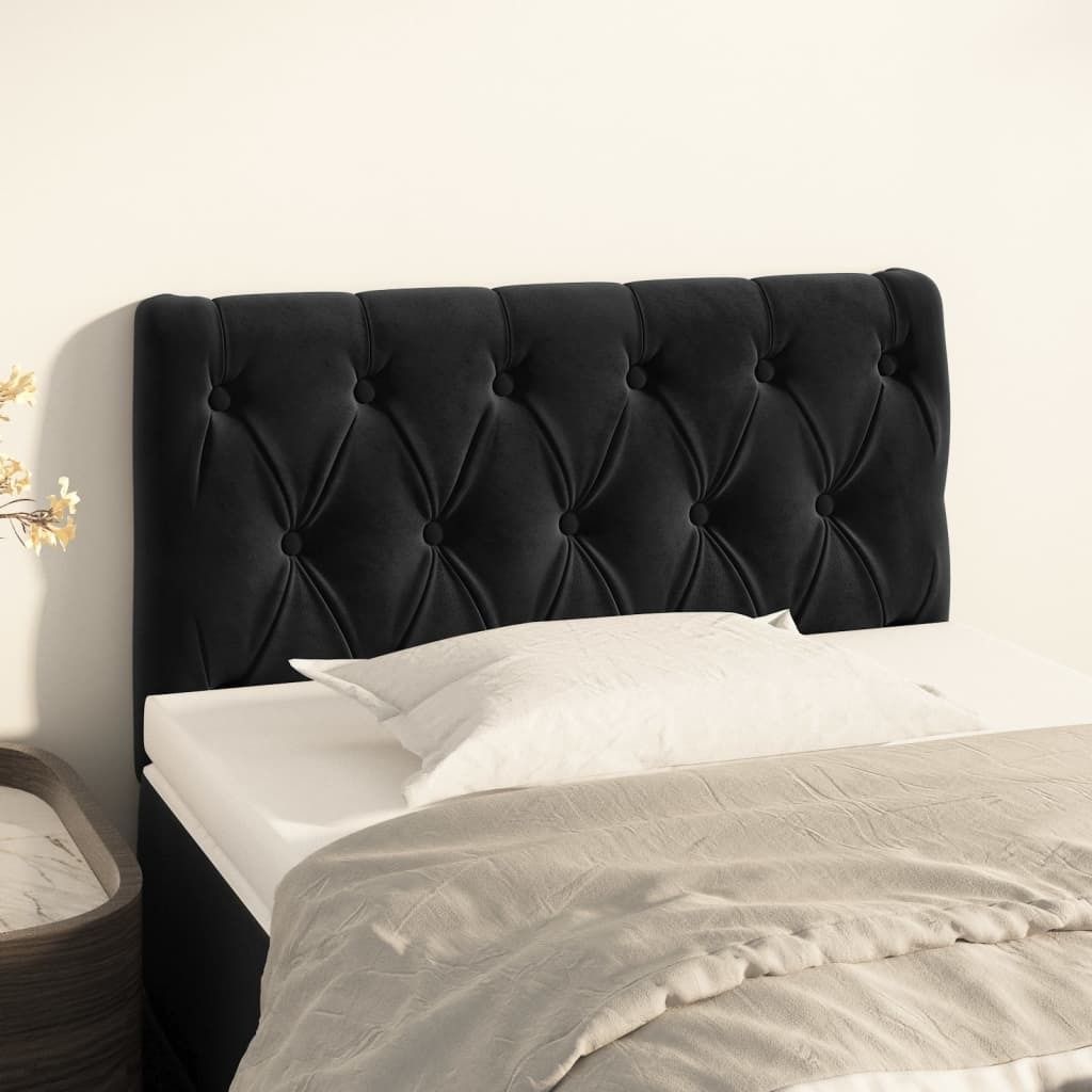 The Living Store Kopfteil Schwarz 80x7x78/88 cm Samt