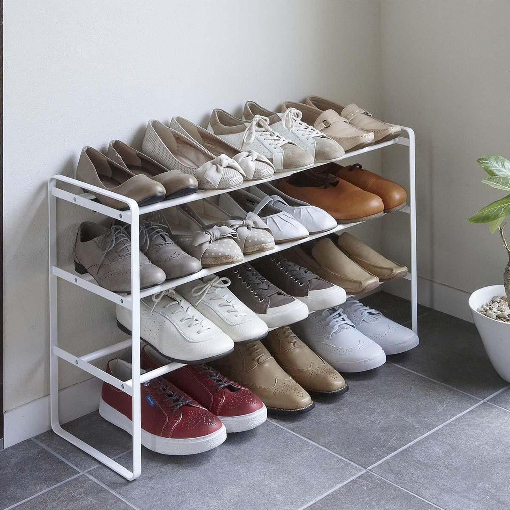 Yamazaki Schuhregal mit 3 Ablagen weiß ausziehbar Produktbild 