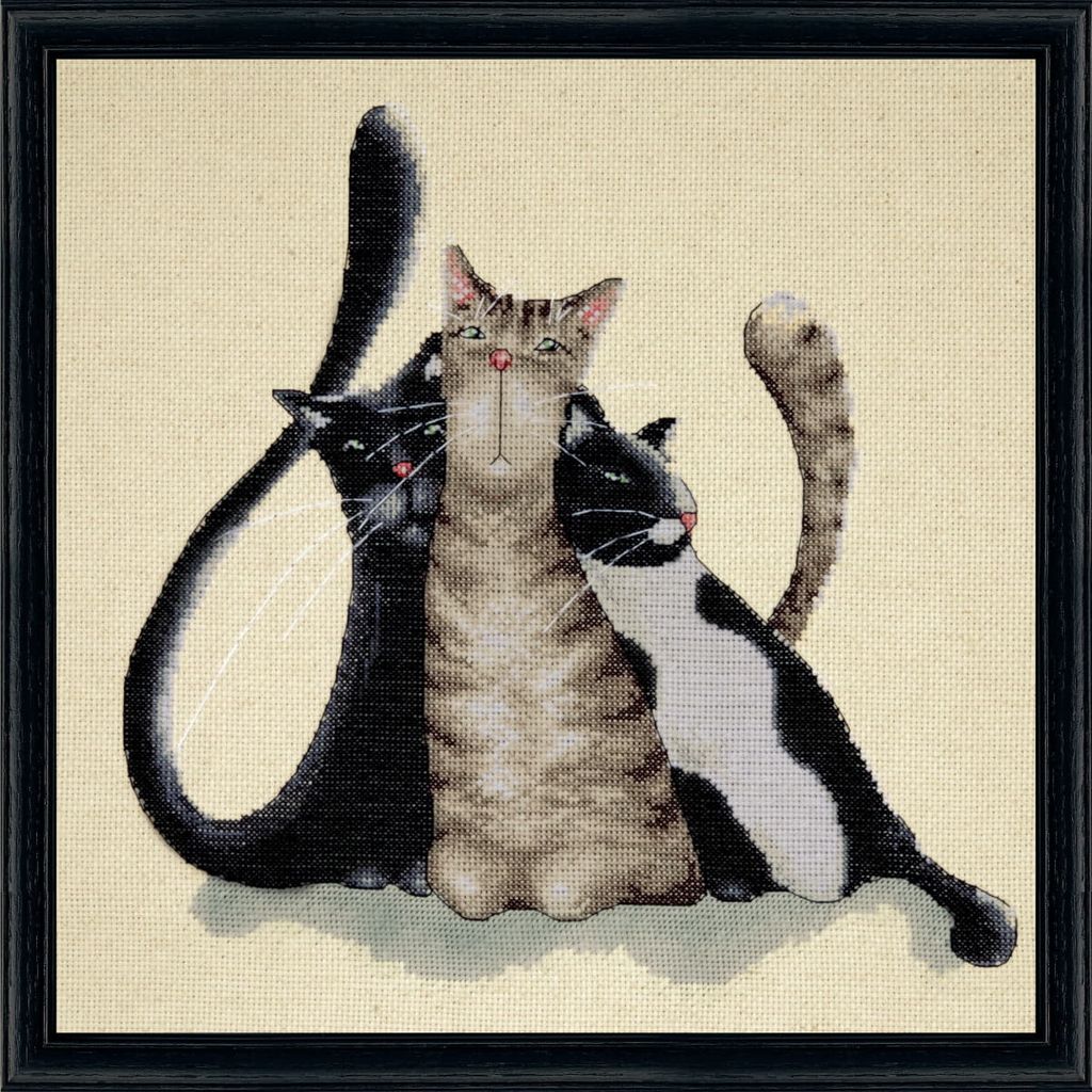 Design Works "Kitty Trio" Kreuzstich-Stickset, 30x30cm