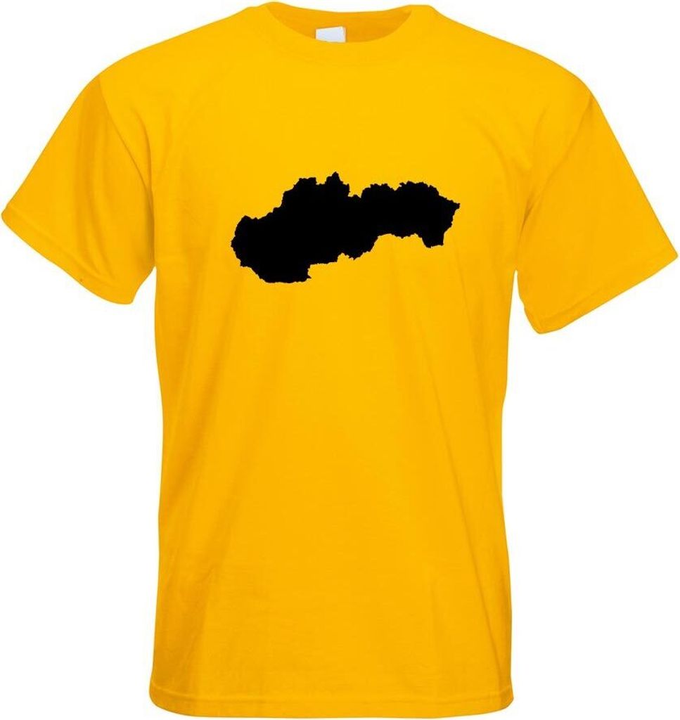 Kiwistar - T-Shirt - gelb - Slowakei Umriss Kontur Herren Funshirt Bedruckt Design Sprüche Spruch Motive - mit Motiv Bedruckt - Funshirt Design - ...