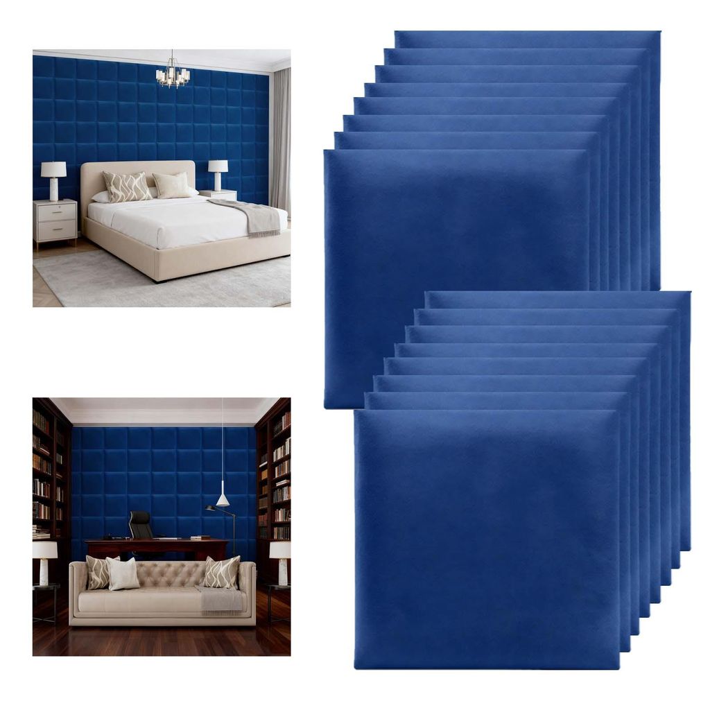 16er Set YALION 3D Wandpaneele 30×30cm –Weiche Samtstoff-Oberfläche,Gepolsterte PolyurethanWandverkleidung für DIY-Innenrenovierung & Geräusc...