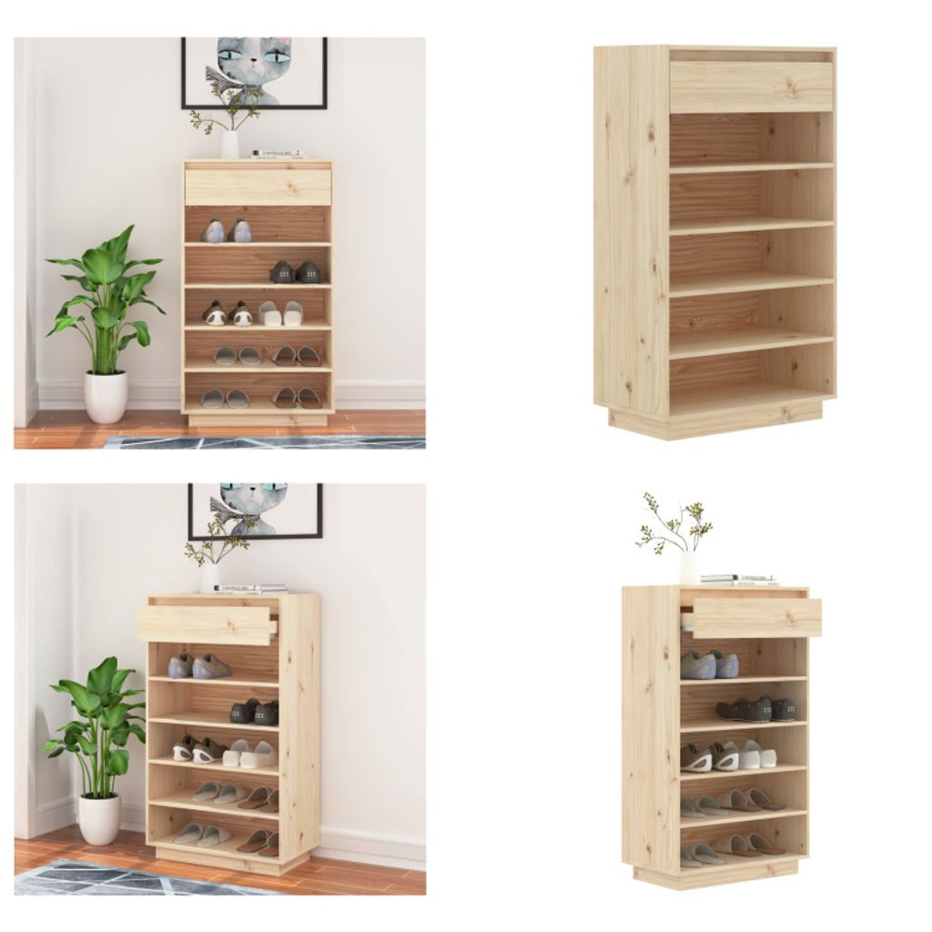 vidaXL Schuhregal 60x34x105 cm Massivholz Kiefer - Schuhschrank - Schuhschränke - Schuhschrank Holz - Flurschrank