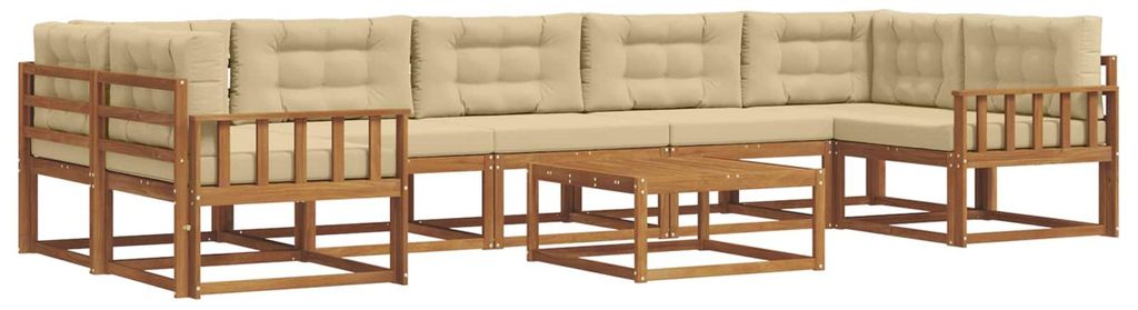 vidaXL Outdoor-Sofagarnitur mit Kissen 8 pcs Natur und Beige