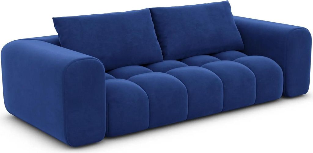 Samtstoff 3-Sitzer Couch Lavera Königsblau