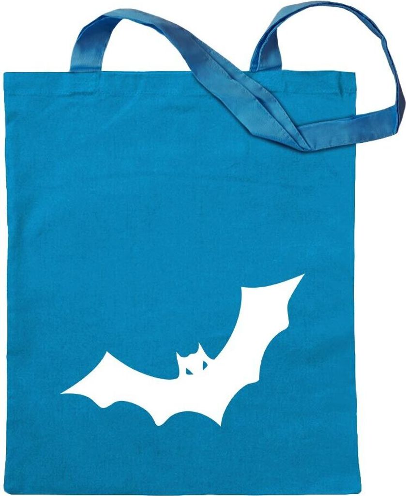 Kiwistar - Baumwolltasche - hellblau - Fledermaus - Tragetasche Stoffbeutel Umhängetasche Langer Henkel