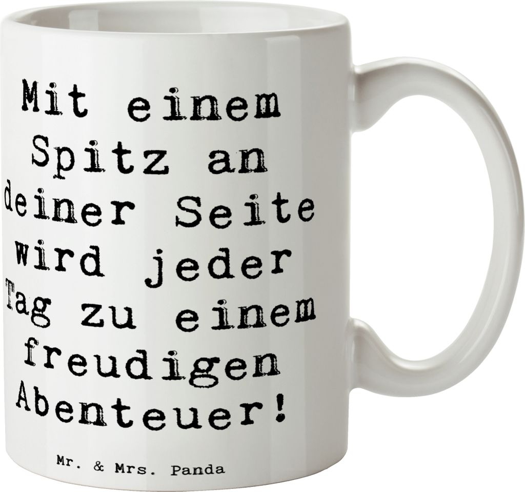 Mr. & Mrs. Panda Kaffeetasse Spruch Freudiger Spitz - Weiß - Geschenk, Abenteuer, freundliche Art, unvergessliches Erlebnis, haferl, Alltag, Beche...