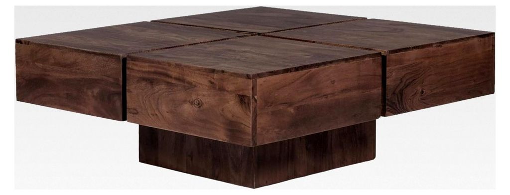 Couchtisch Amberley aus Echtholz, modern, Design, Sofatisch, Massivholz, Lounge-Couchtisch (dunkles Akazienholz, 80x80)