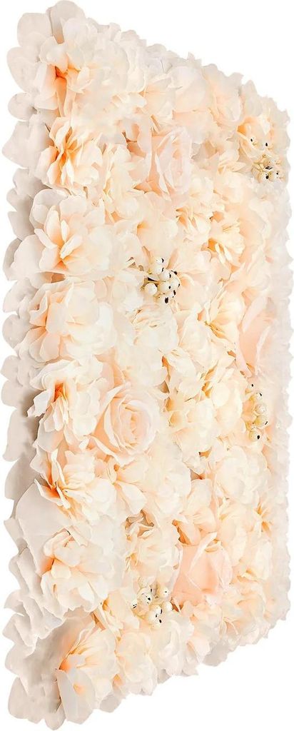 Kunstblumen Wandpaneele - Set 6 Stück - 60x40 cm - Seide, Hortensie/Dahlie/Rose Mix - Indoor Hintergrund & Einweihungsparty - Weiß (Faint Yellow)