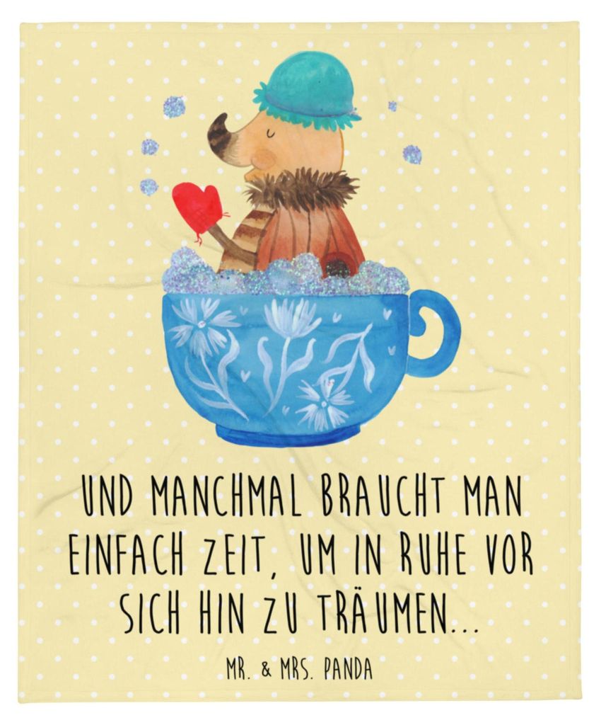 Mr. & Mrs. Panda Decke Nachtfalter Schaumbad - Gelb Pastell - Geschenk, Tagesdecke, Badezimmer, Ziele, Kuscheldecke, Schlafdecke, Bettdecke, Lustig...