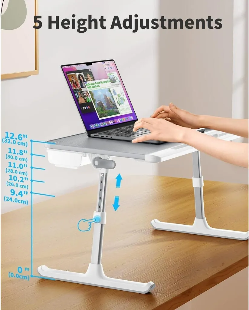 Table de Lit Ergonomique Réglable Plateau Bois E0 et Revêtement Confort - 3