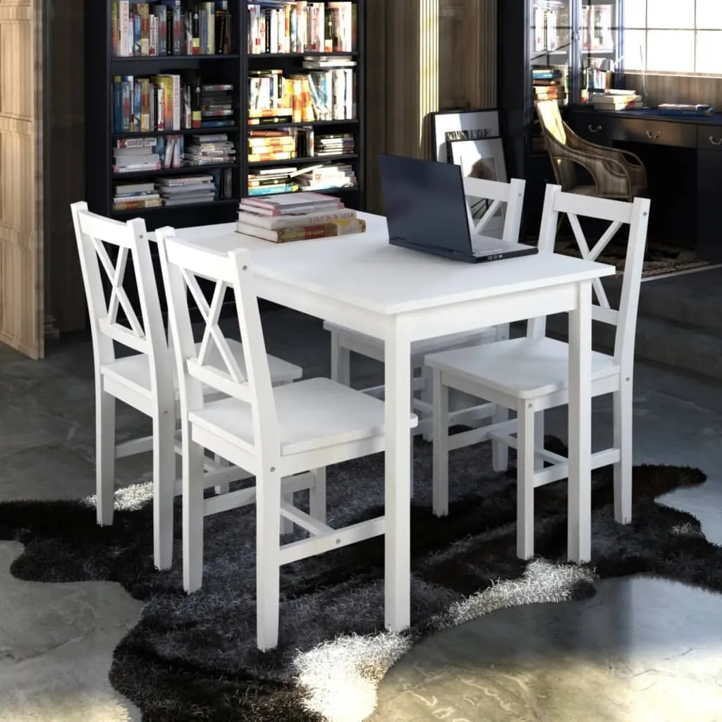 Set de table et 4 chaises blanches pour petite cuisine - Gain de place