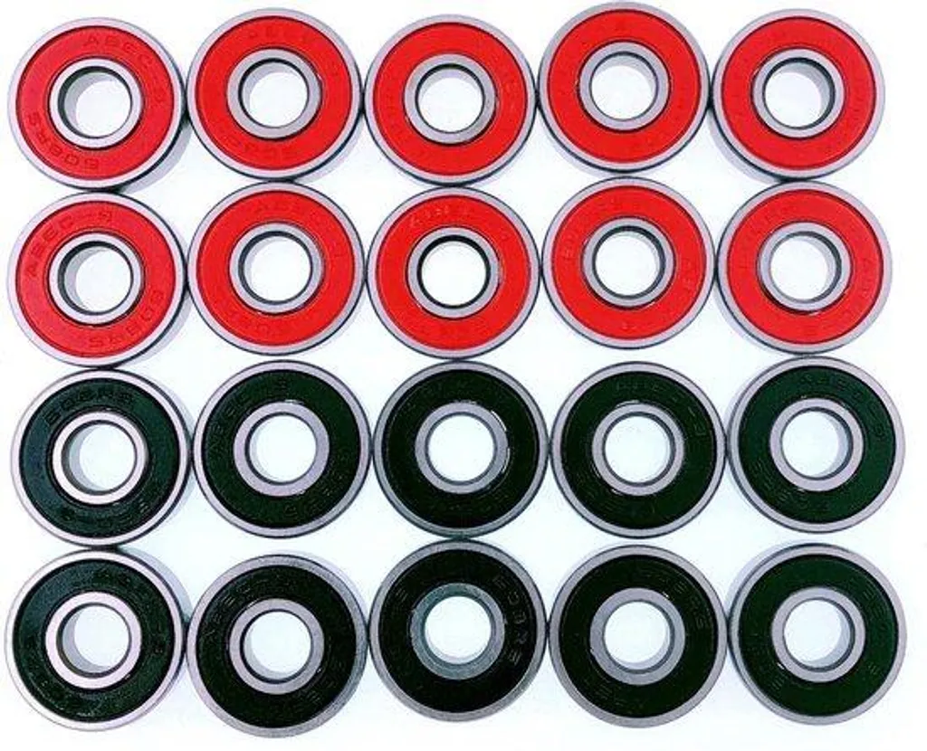 Lot de 20 roulements 608 RS ABEC 9 rouge et noir pour skateboard