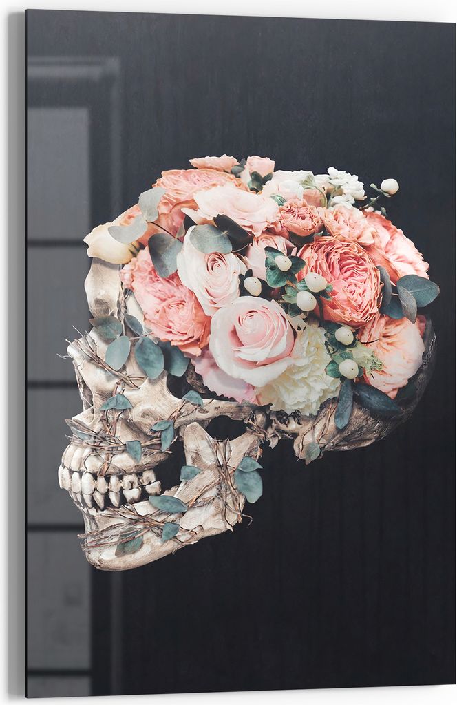 DEQOART Glasbild Echtglas 40x60 cm 'Blumen des Lebens' Wandbild Bild modern Deko