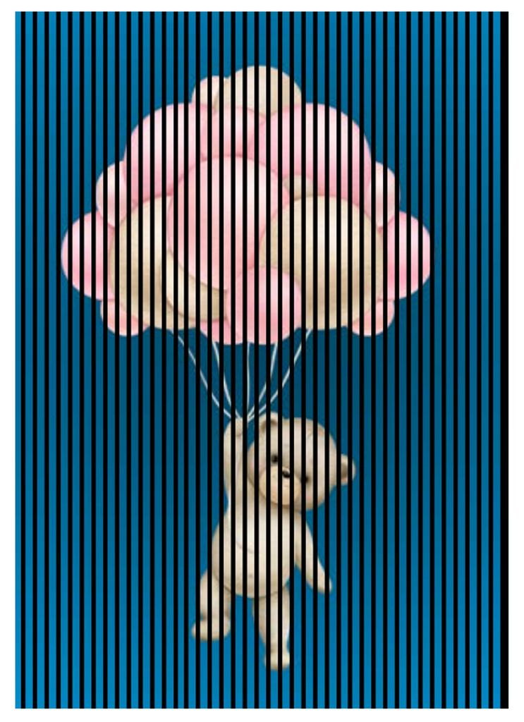 Akustikpaneele mit Digitaldruck Teddy01 19 x 1693 x 2400 mm Teddy Ballons MDF PET-Fasern Wandpaneele Blau Rosa 3 Einzelplatten