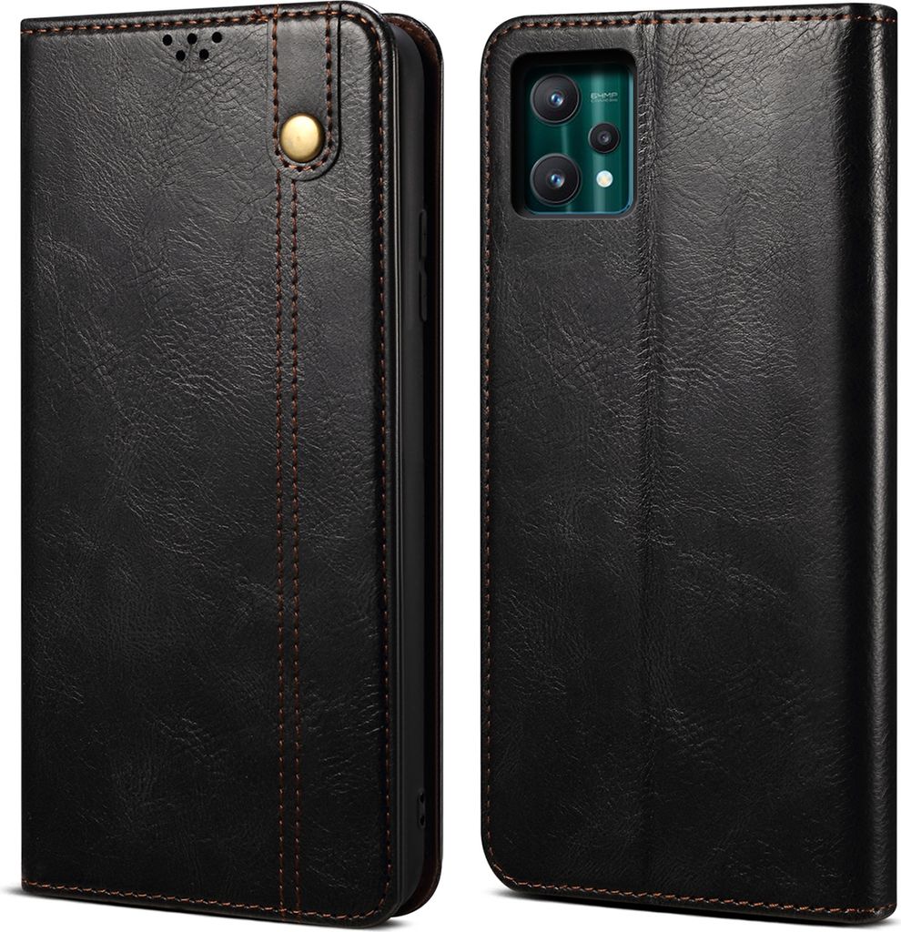 Realme 9 Pro Hülle, Leder Flip Brieftasche Schutzhülle für OPPO Realme 9 Pro Schwarz