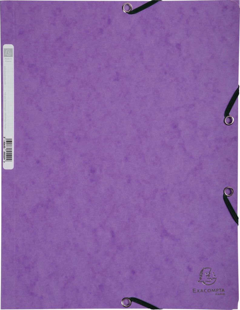 Exacompta 25x Sammelmappe + Gummizug 3 Klappen Karton 400g/m2 A4 Violett 55508E