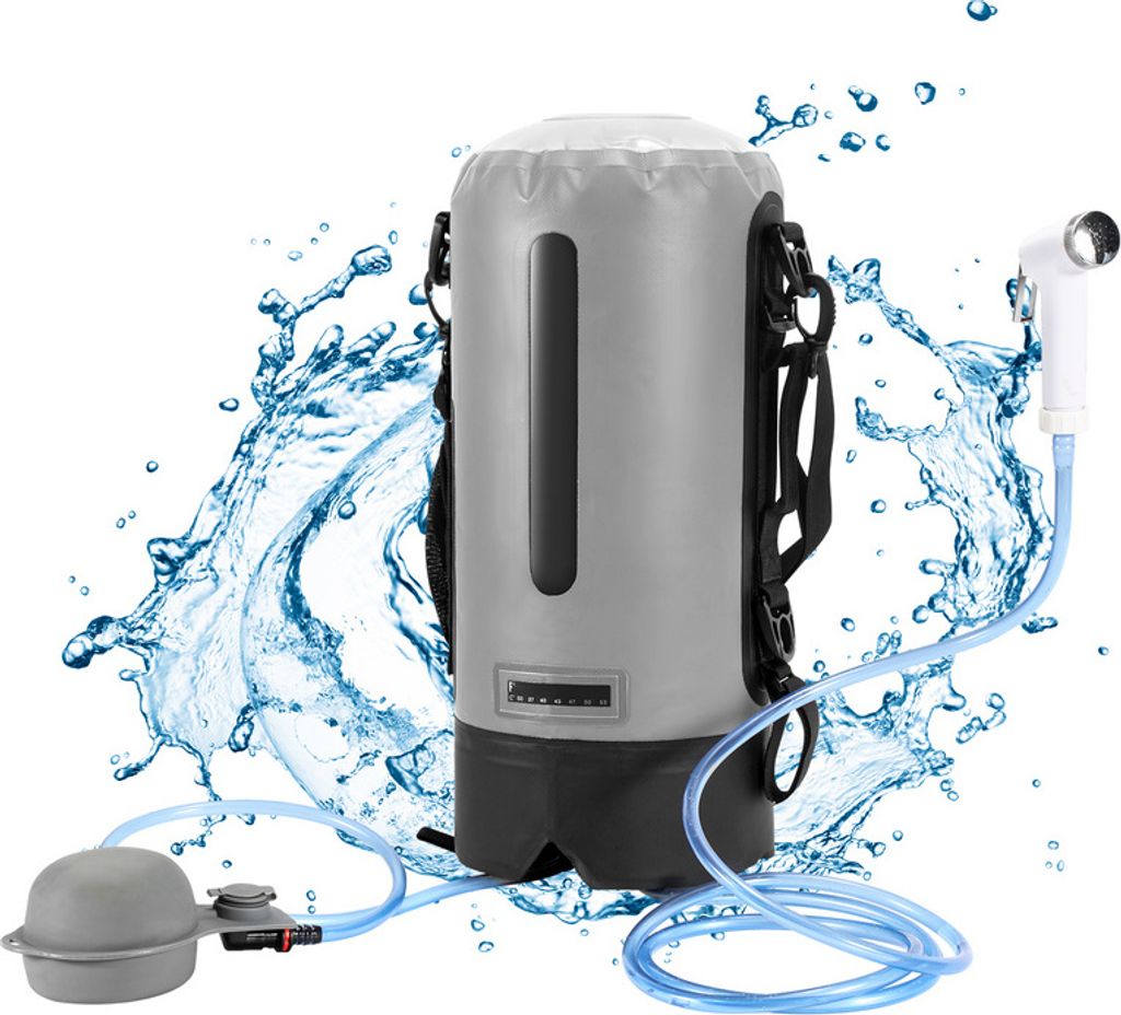 Aopunly 12L Campingdusche mit Fußpumpe, Gartendusche für Wandern Reisen Garten Pet Reinigung