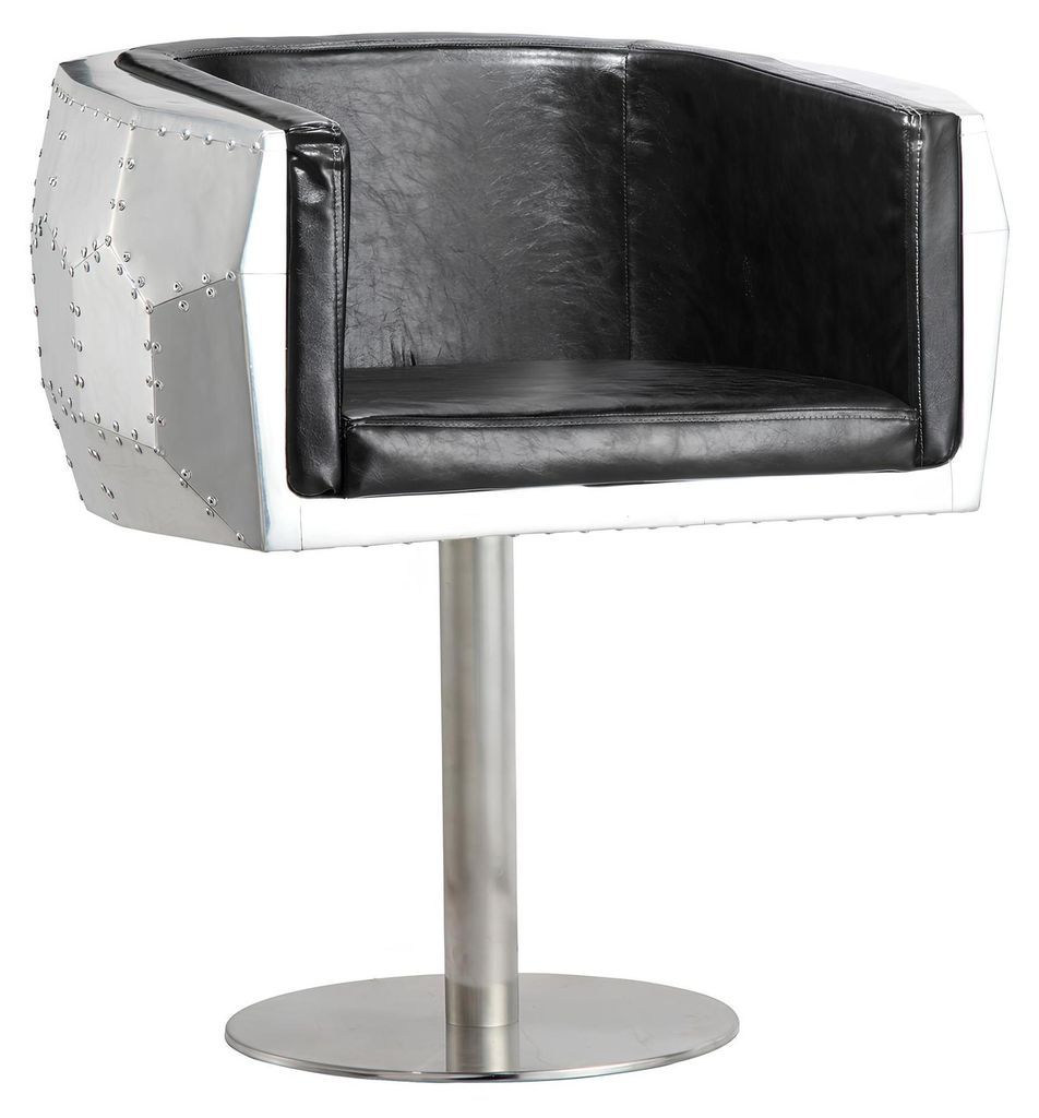 Stuhl Stühle Leder aluminium Design möbel Esszimmer Lehnstuhl Flieger echtleder