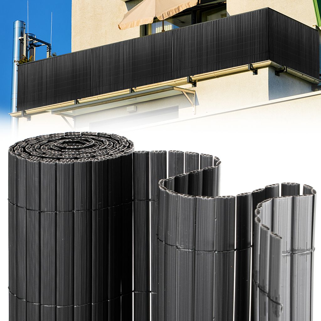 Jayseuw Sichtschutzmatte PVC Sichtschutzzaun Windschutz fur Garten Balkon und Terrasse, Grau 1,4 x 3m