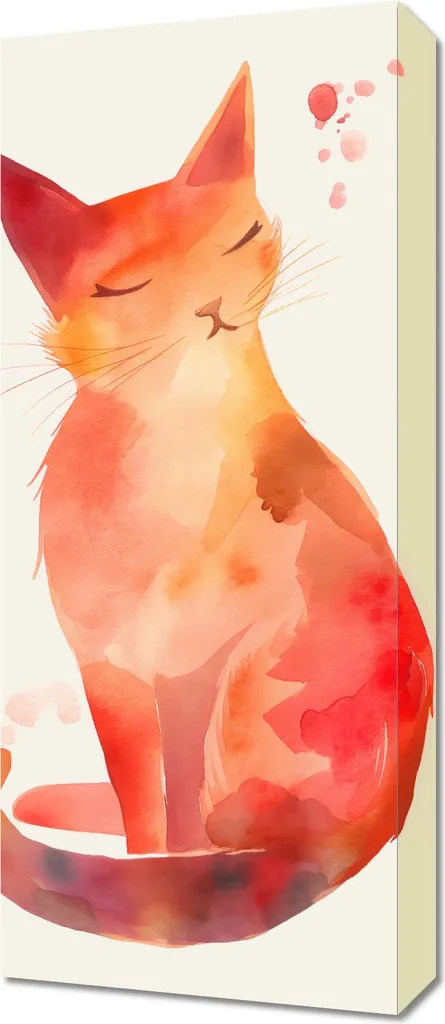 Quadro Verticale Gatto Acquerello 30x70 - Decorazione Parete Moderna