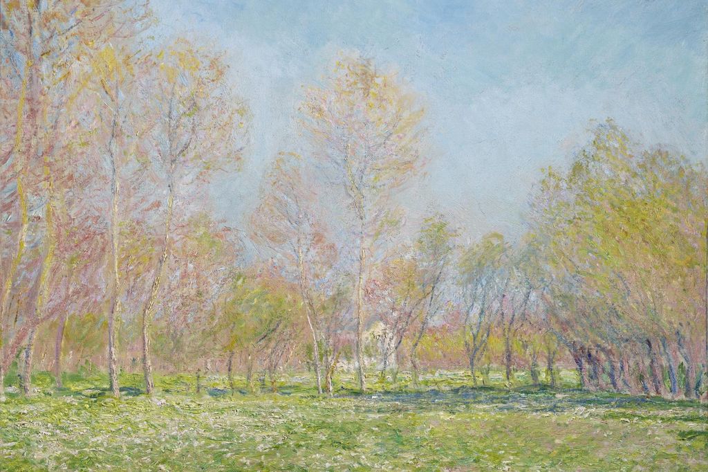 Plakat 30x20cm Frühling in Giverny, Monet Vintage für das Wohnzimmer