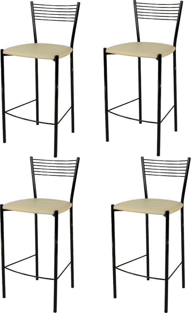 t m c s Tommychairs - 4er Set moderne Barhocker ELEGANCE für Küche und Esszimmer, robustes Gestell aus lackiertem Stahl, Farbe Schwarz, gepolster...