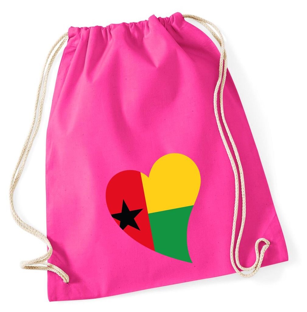 Huuraa Turnbeutel Guinea-Bissau Flagge Herz 12 Liter Fuchsia Baumwolle Rucksack Geschenkidee