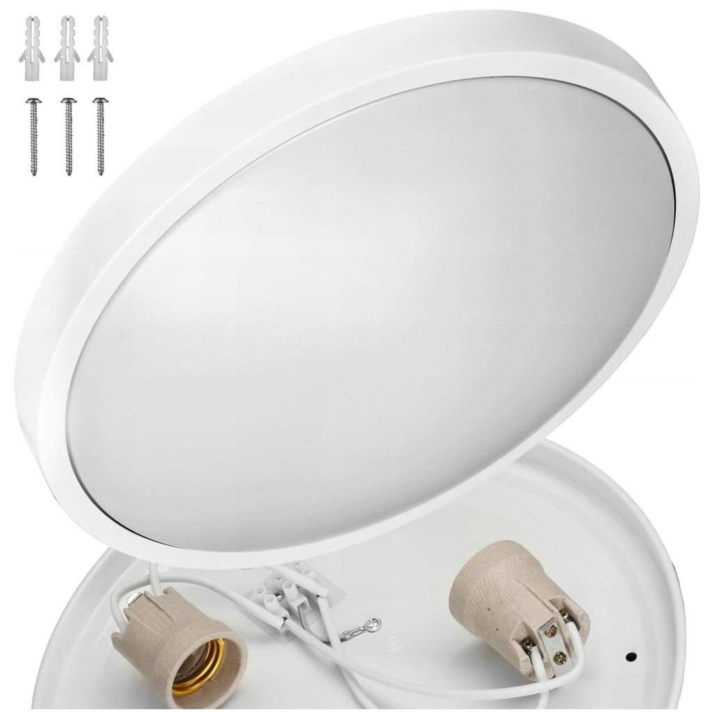 Runde, weiße LED-Deckenleuchte, aufputzmontage, 2 x E27 Produktbild 