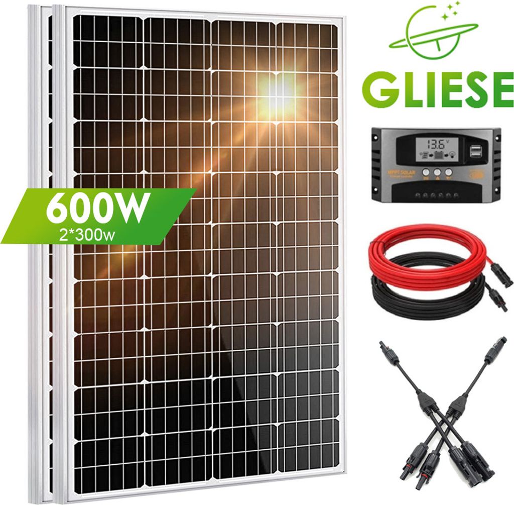 Gliese 600W MONO Solarpanel 12V Set Solarmodul Solaranlage Inselanlage 0% MwSt