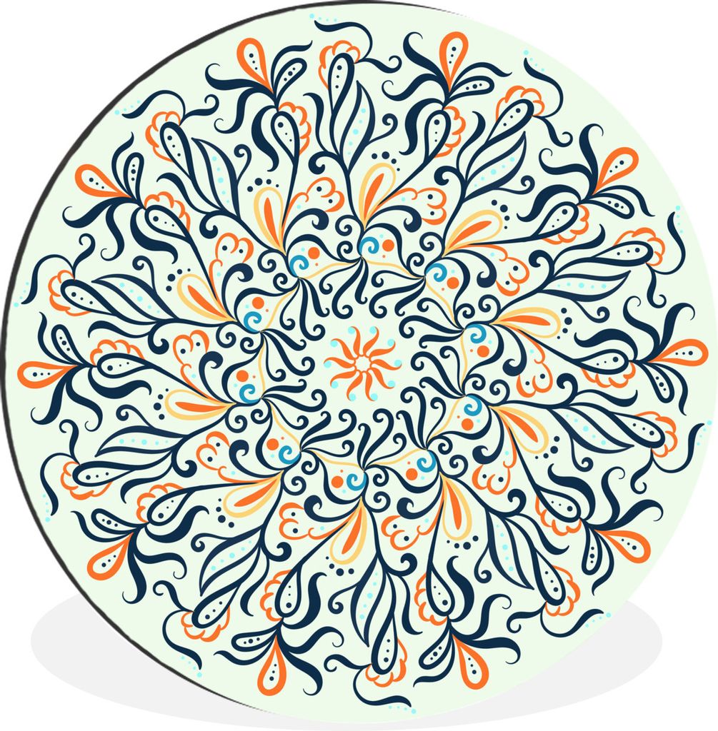 MuchoWow Aluminium Wandkreis Mandala - Linie - Quadrat Ø 90 cm Wanddeko Modern Wohnzimmer - Mauerkreis - Wandbilder - Runde Bild - Bild aus Alum...