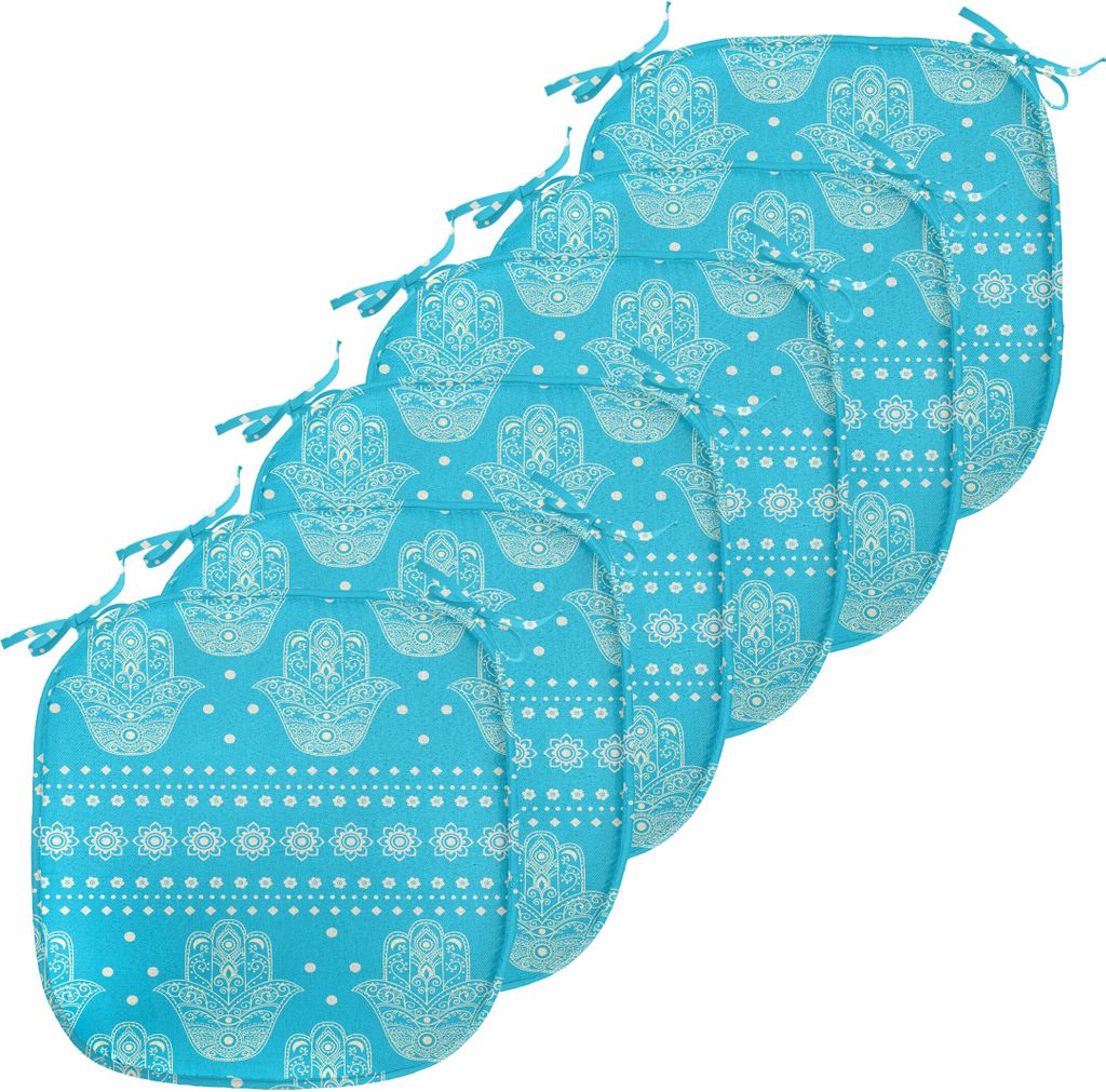 ABAKUHAUS Hamsa Polster für Esszimmerstühle, Eastern Kulturblumen, Dekoratives wasserfestes Kissen mit Riemen für Küchensitze, 40 cm x 40 cm-6e...