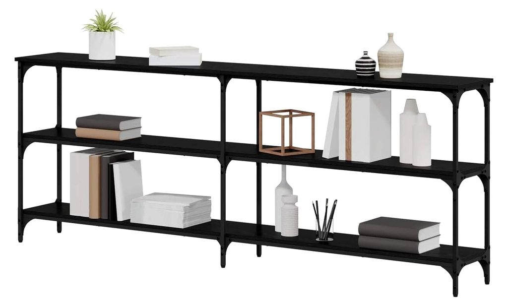 Konsoltisch aus Schwarzlärche cm Holzwerkstoff – Schlanker, Großer Tisch für Wohnzimmer, Büro, Innenbereich, Beistelltisch, Industrie Möbel ...