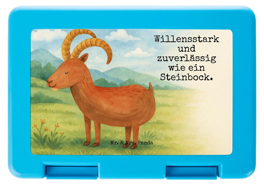 Mr. & Mrs. Panda Snackdose Sternzeichen Steinbock Design - Weiß - Geschenk, Brotzeitbox, Bento Box, Steinböcke, Bock, Vesperbox, Ziege, Snackbox,...