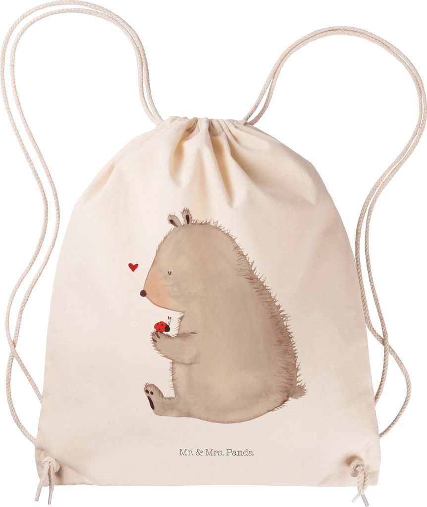 Mr. & Mrs. Panda Sportbeutel Bär Marienkäfer - Transparent - Geschenk, baumwolle beutel, Jutebeutel, Motivation, gym tasche, Freiheit, festival, ...