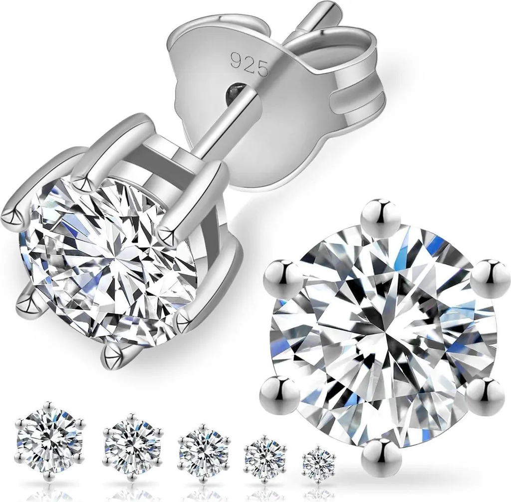 Regalo Donna Orecchini Moissanite 1.6ct Oro Bianco e Argento 925