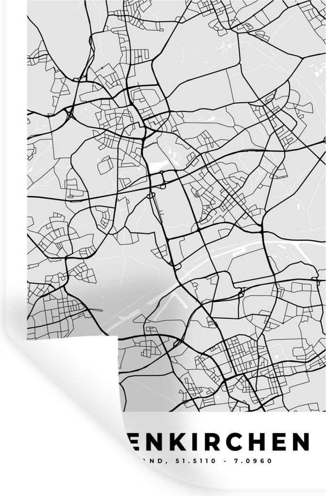 MuchoWow Wandtattoo Wandsticker Wandaufkleber Karte - Stadtplan - Deutschland - Gelsenkirchen - Karte 80x120 cm Selbstklebend und Repositionierba...