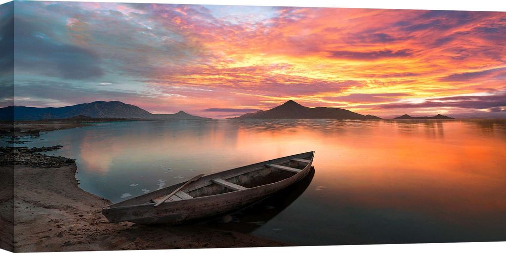 Leinwandbilder, Sonnenuntergang über einem See, Schottland - 120x60 cm