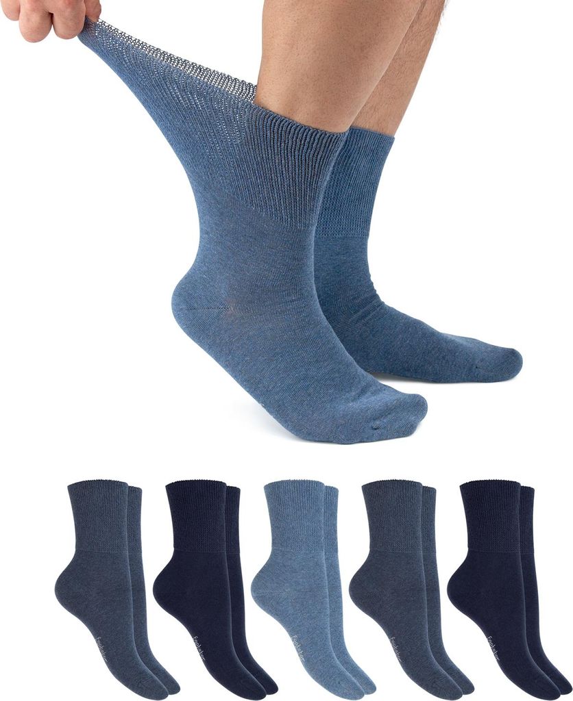 Footstar Damen & Herren Gesundheits Socken (6 Paar) Nahtfreie Diabetikersocken - Blau 43-46