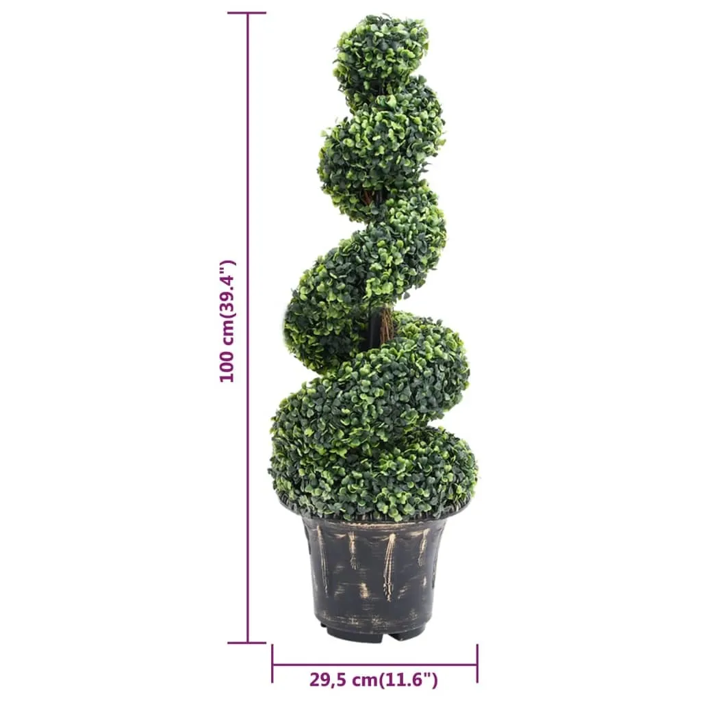 Bosso Finto a Spirale vidaXL 100 cm | Siepe Artificiale Topiaria - 4