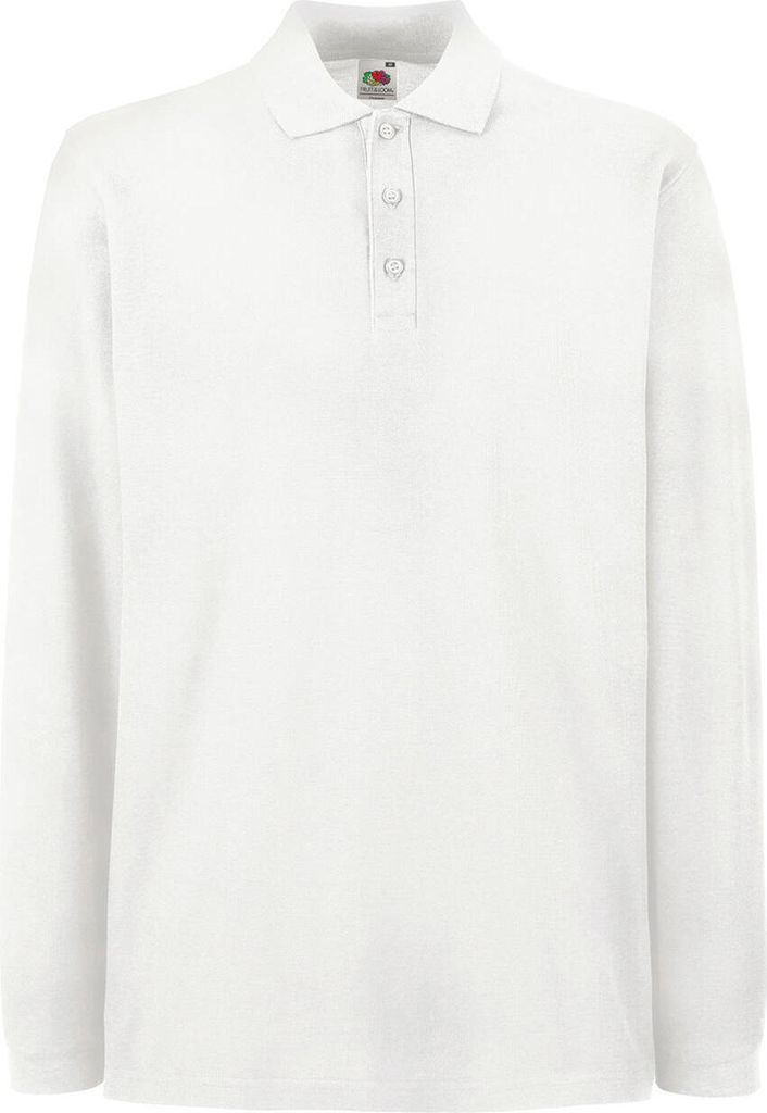 Fruit of the Loom 63-310-0 | Herren Premium Long Sleeve Poloshirt - Farbe: White - Größe: 3XL