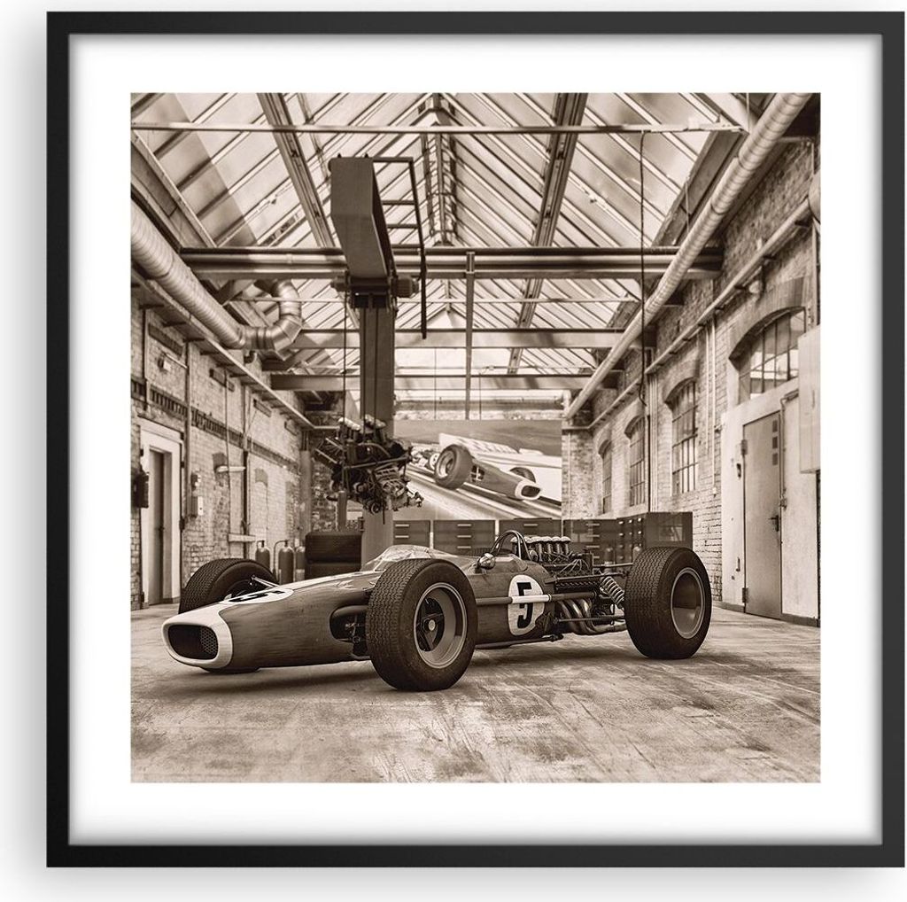 Gerahmtes Poster - Schwarzer Rahmen - Formel 1 Rennen Retro Produktbild 